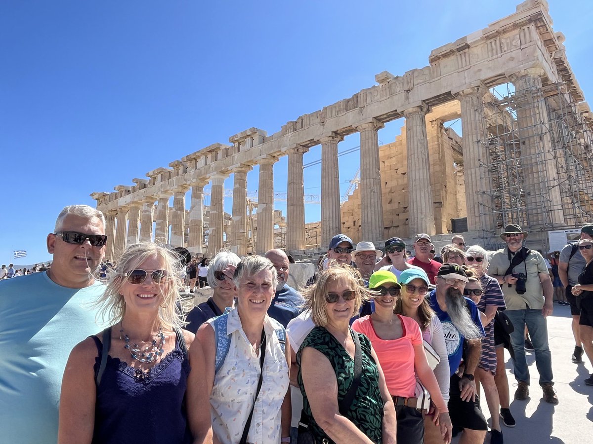 AzorcanGlobal's tweet photo. On day 1 of our Classical Greece tour we visited the #acropolismuseum 
&amp; then up to the #Acropolis to view the iconic #Parthenon temple, #propylaea, &amp; #Erechtheum.
Walking down we saw the ancient Theatre of Dionysos, &amp; the Odeon of Herodes Atticus.
#azorcan #azorcantours https://t.co/h06m3K86Kl