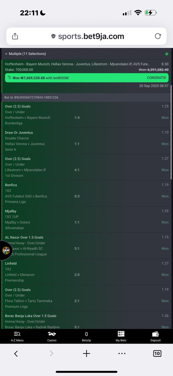 easytipster1's tweet photo. Congratulation 8.3 Odd won 🌟

7.6M in cash 🥳🥳🥳🥳

Drop your account details let me credit 10 people https://t.co/mneugiixwF