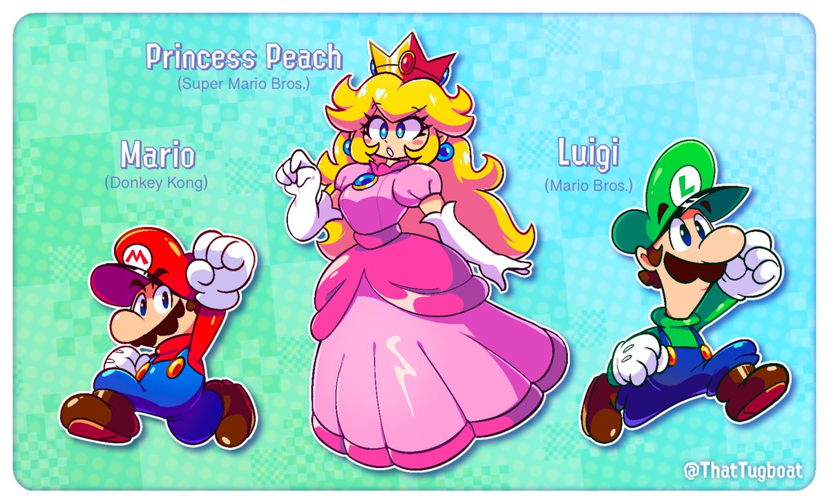 ThatTugboat's tweet photo. MARIO, LUIGI, AND PRINCESS PEACH - Tug’s Super Mario Fanart https://t.co/1jOceunV2H