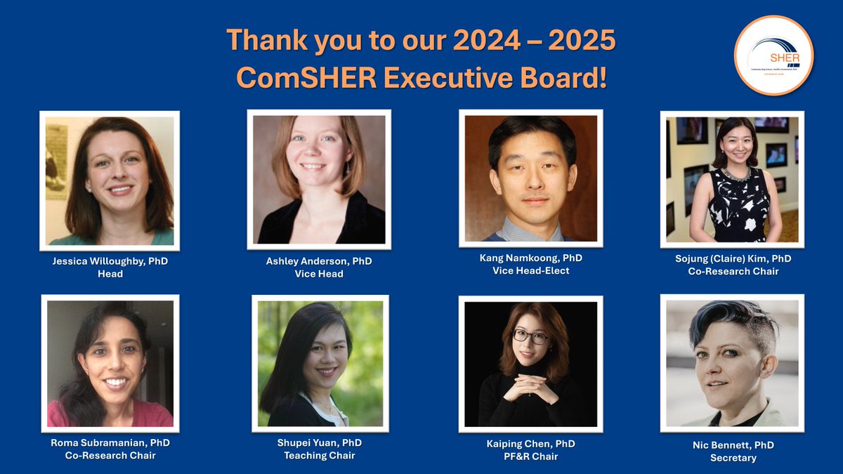 As we transition to a new term, we wanted to thank our 2024-2025 ComSHER Executive Board for their service to the division. Thank you!