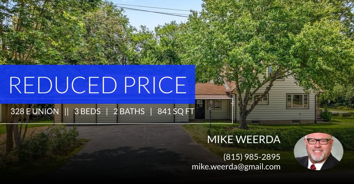 MikeWeerda's tweet photo. 📍 Reduced Price 📍 This recently reduced home at 328 E Union in Rockton won't last long, so, don't wait to set up a showing! Reach out here or at (815) 985-2895 for more information!

Mike Weerda
Broker
Gambino Realtors
Rockford, ... https://t.co/K5v3scSAGe https://t.co/Hhp8yFWnee