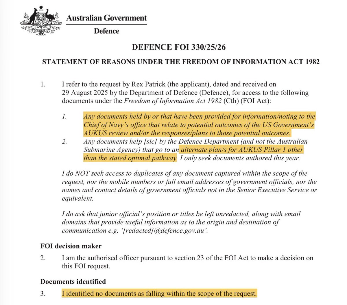 #AUKUS is under US Govt review, but analysis indicates US shipyards can’t deliver Virginia class subs even if the project continues. Yet #FOI reveals <a href="/CN_Australia/">Chief of Navy Australia</a> hasn’t been briefed on potential outcomes of the US review and <a href="/DefenceAust/">Defence Australia</a> has no plan B. 🤷‍♂️ 1/2 #exposed  #auspol