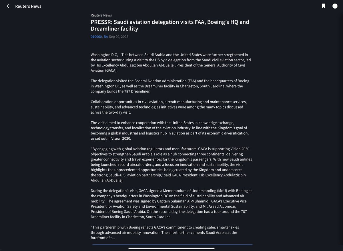 $BA $SPY $QQQ

$BA lots of new this weekend about  Boeing 

The Saudis came to town and signed big MoU

Not financial advice!