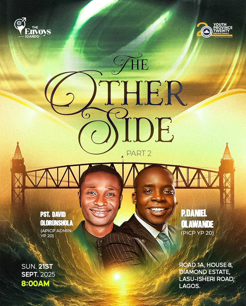 Envoys Ikeja @rccgtheenvoysikeja and envoys Igando @rccgtheenvoysigando 

Tomorrow is going to be explosive
Don't miss this service tomorrow 
It will be fire.