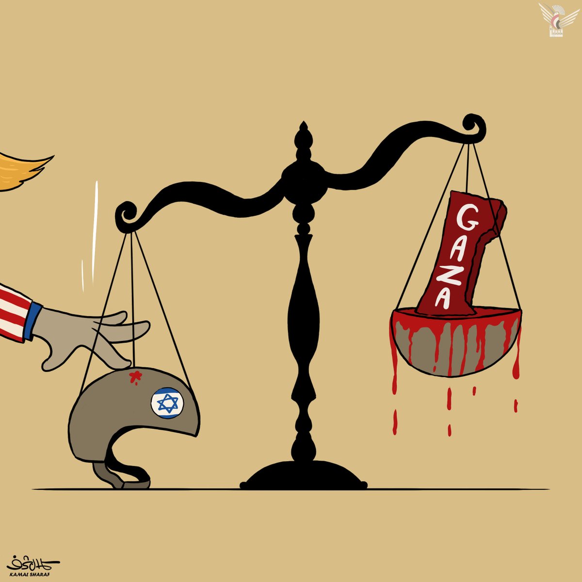kamalsharf's tweet image. قال ترامب إنه لا يرى أن إسرائيل ارتكبت إبادة جماعية في غزة، ولكنه يرى أن حماس هي التي ارتكبت إبادة جماعية في 7 أكتوبر.
#كاريكاتير