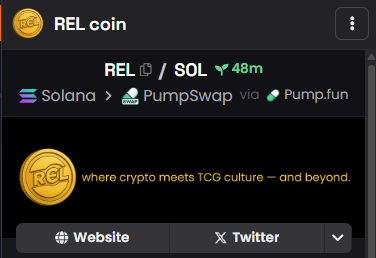 $REL

DEX Paid

CA: 2ch2ewRNGv4suVFmd598psR21d4eEpUBapEfmc53pump

TikTok linktrees all updated on all profiles to include pumpfun link.
