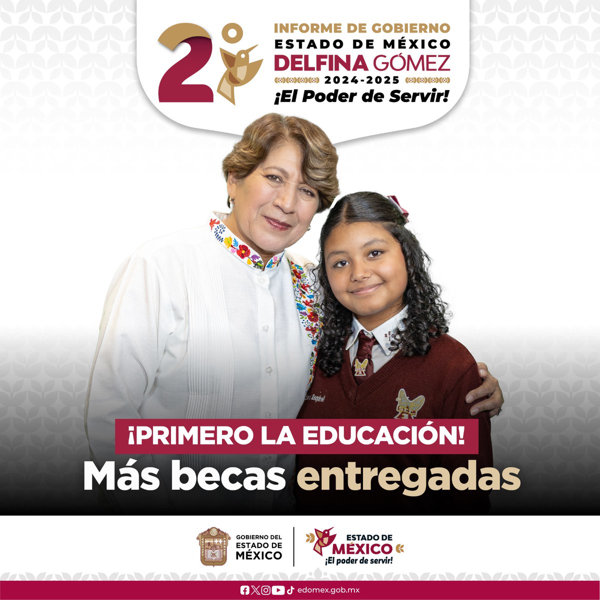 #DelfinaInforme | ¡Primero la educación! Ya son 120 mil becas entregadas. La Gobernadora <a href="/delfinagomeza/">Delfina Gómez A.</a> fortalece la educación, impulsa la innovación y disminución de la pobreza y desigualdad, logrando que cada día sean más mexiquenses en las aulas. #ElPoderDeServir