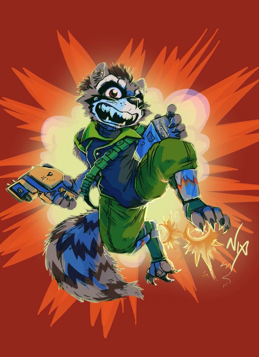 "Unguided Rocket"

I was playing some cartoony games and they made me think of old Sega and NES games I used to play, so I experimenting some with this image.

I wonder what is on the hard drive he's stealing?