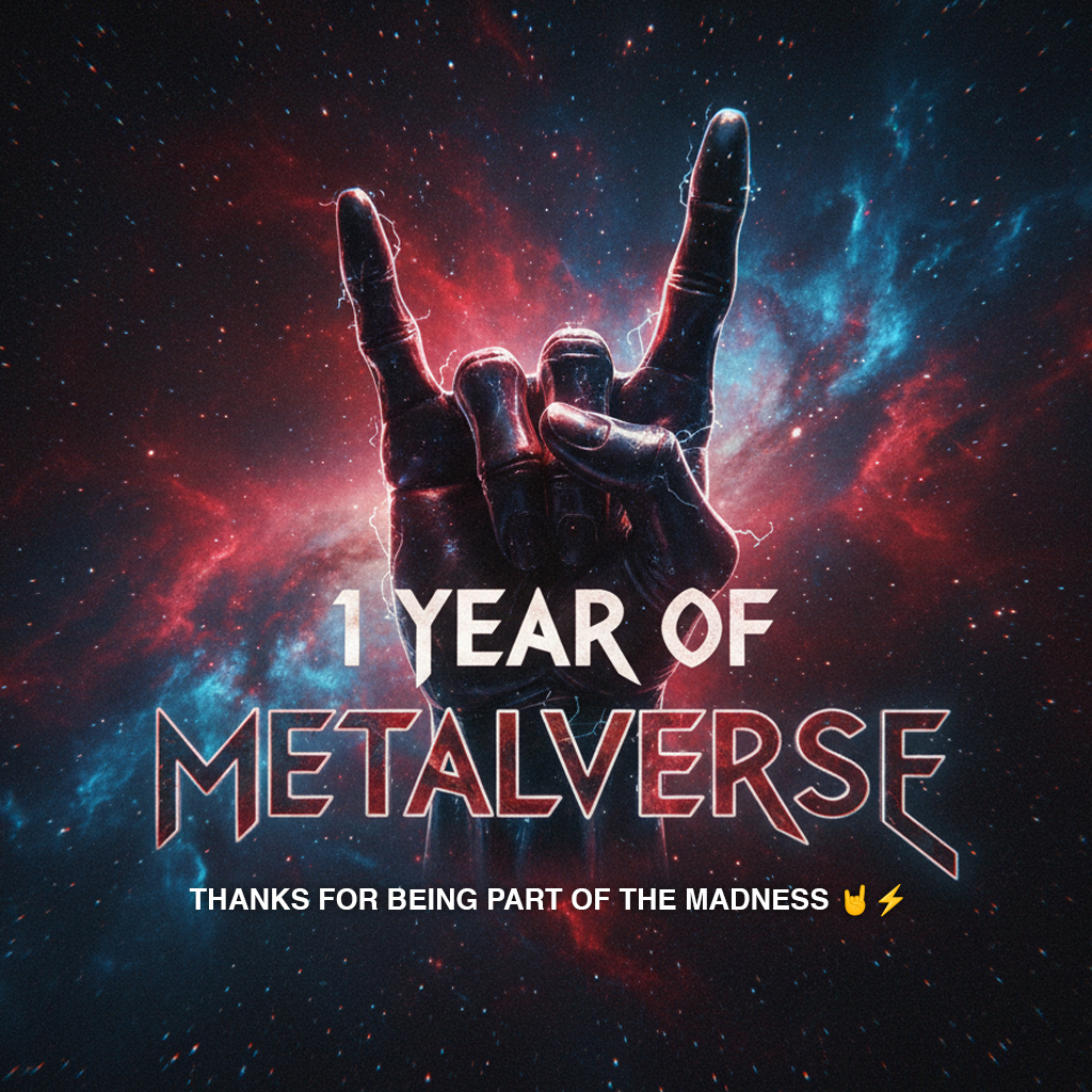 Metalverse_ok's tweet photo. One year of insane riffs and dark music videos.
👉 Follow us on YouTube and don’t miss what’s next ⚡🤘 https://t.co/TXBzEEsW9n 
#Metal #Anniversary #MetalVerse https://t.co/mzRE5cn2tP