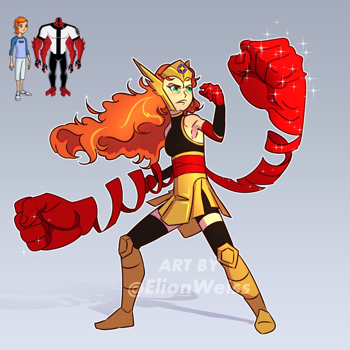ElionWeiss's tweet photo. ✨👊 A puño limpio y brillante 👊✨
Cuatro Brazos #Modatrix
Dos listones gigantes forman un par extra de brazos para luchar. 🎀
Me inspiré en la Mujer Maravilla.
#ReviveBen10 #Ben10 https://t.co/lR5sMNQKW3