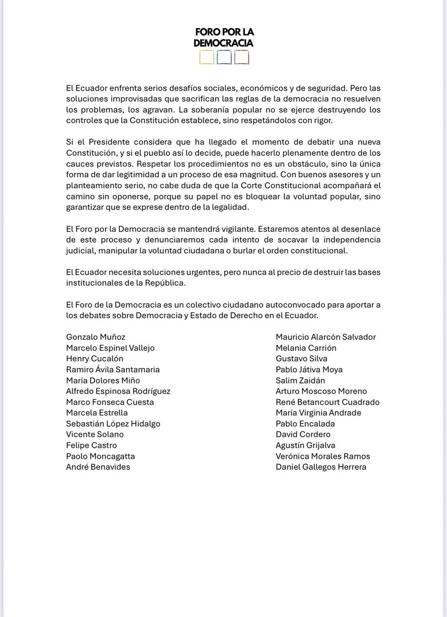 Nuevo pronunciamiento del Foro por la Democracia, en relación con el decreto 153, con idéntico contenido al 148, que <a href="/DanielNoboaOk/">Daniel Noboa Azin</a> derogó en un intento de evadir el control constitucional. 

Se ha presentado nuevas demandas de inconstitucionalidad ante la <a href="/CorteConstEcu/">Corte Constitucional</a>, y a