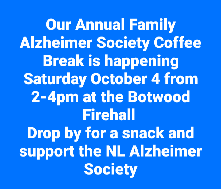 Our Annual Family Alzheimer Society Coffee is coming up soon