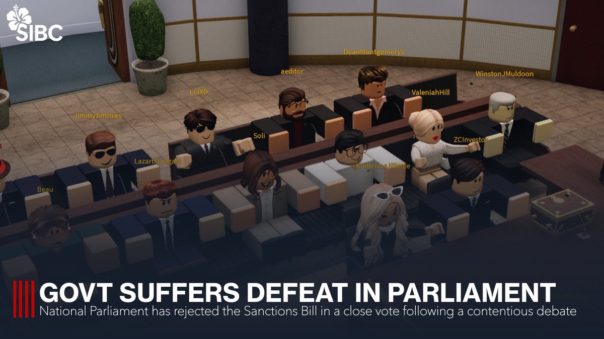 SIBC_RBLX's tweet photo. POLITICS: The government was dealt a blow last night as National Parliament rejected the Sanctions Bill, proposed by the Deputy Minister for Foreign Affairs. 

The debate was contentious and the resulting vote was a tie, with the Speaker deciding in the negative. https://t.co/G4oU5g0nB4