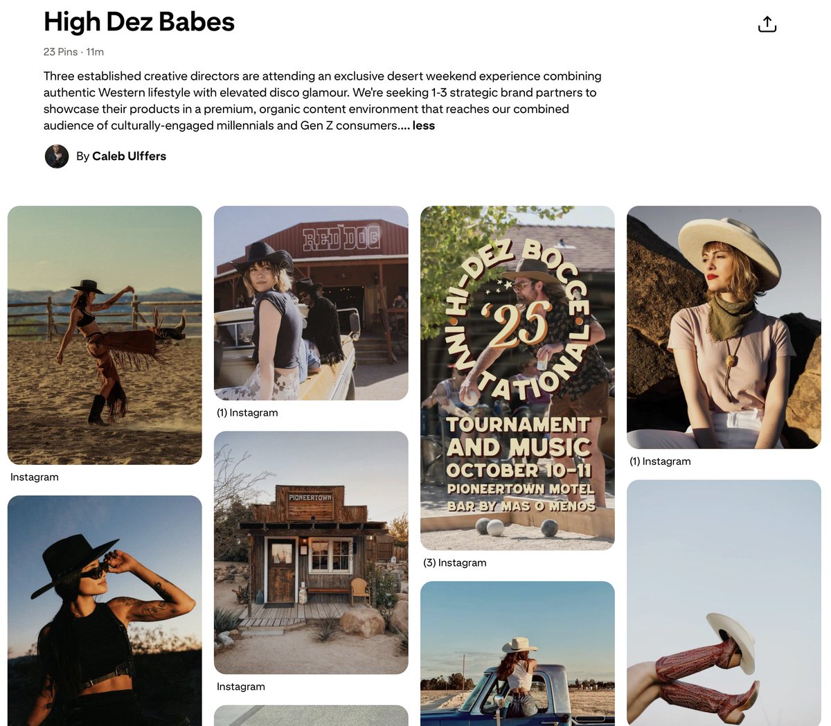 The benefit of being a creator who is also a founder and creative director, CMO, event producer, and culture shaper

means that you don't just get a "let's work together pitch" 

you get a fully built out campaign with two of my hottest friends for a weekend in the desert