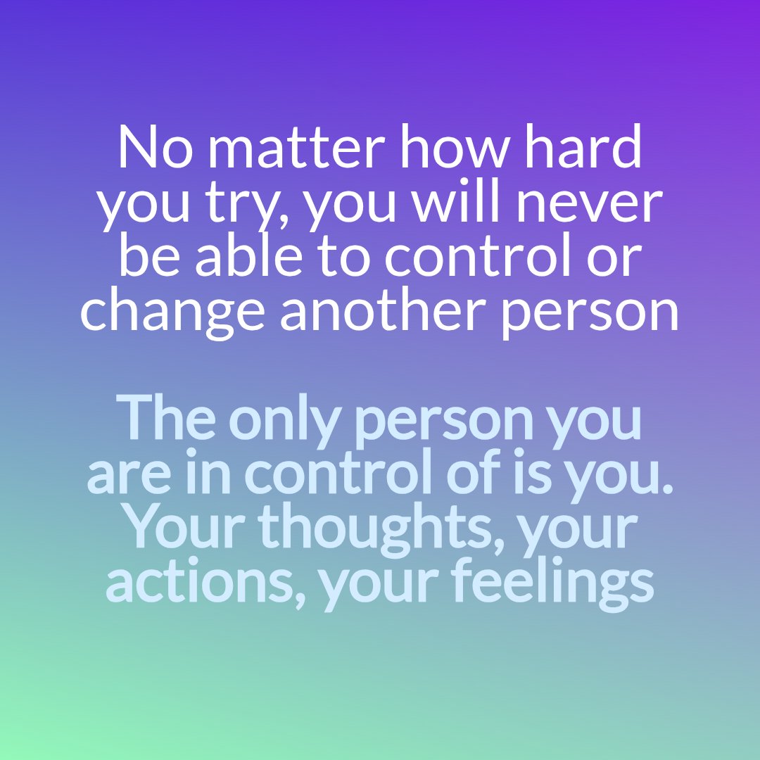 kuysmindful's tweet image. No matter how hard you try, you will never be able to control or change another person

The only person you are in control of is you. Your thoughts, your actions, your feelings

#ControlYourself