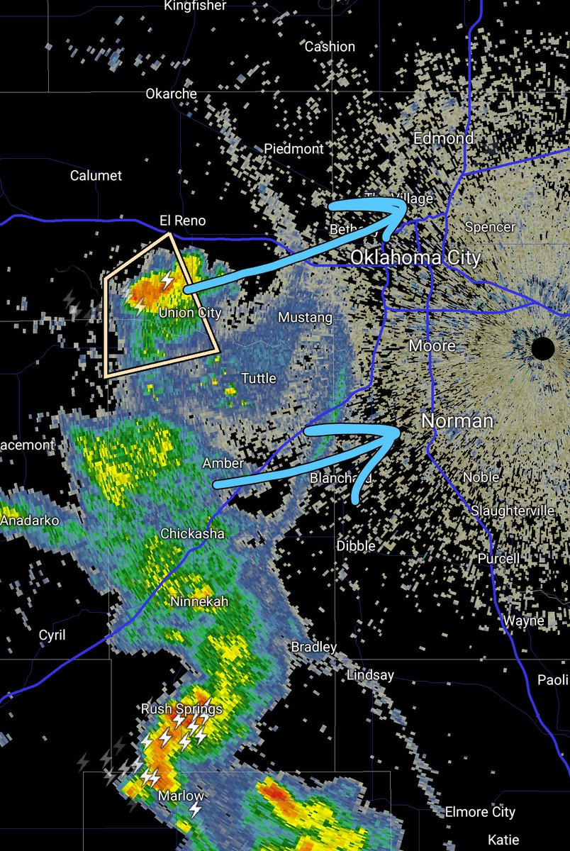 530pm Update: Storms with lightning should stay out of Norman. 

Lightning more likely for OKC than Norman