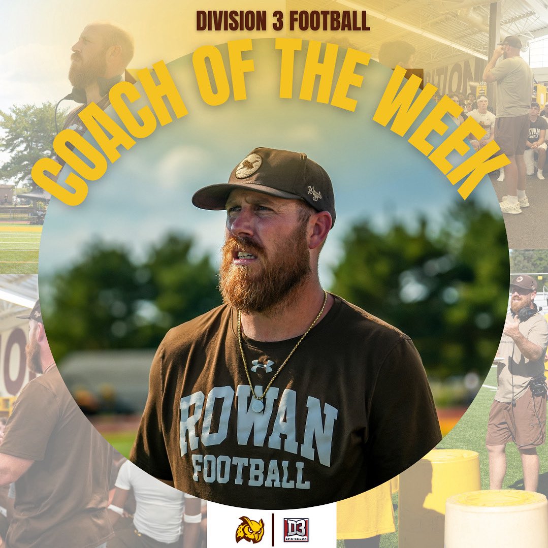 Rowan_Football's tweet image. THE ONE AND ONLY 🏆

Congratulations to Coach Ruley who received this past week D3 Football Coach of the Week! 

#d3fb #goprofs #profpride #collegefootball #porkroll