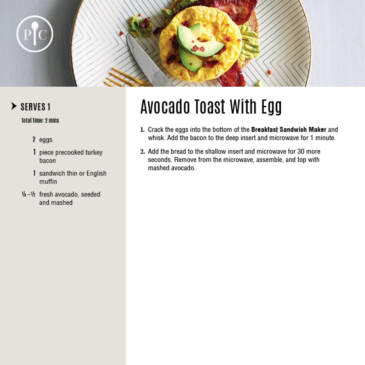 🥑🍳 Breakfast upgrade in just 2 minutes!

This Avocado Toast With Egg layers creamy mashed avocado, fluffy egg, and crispy turkey bacon on a sandwich thin or English muffin. Made easy with the Breakfast Sandwich Maker — perfect for busy mornings.

✔️ Ready in 2 mins
✔️