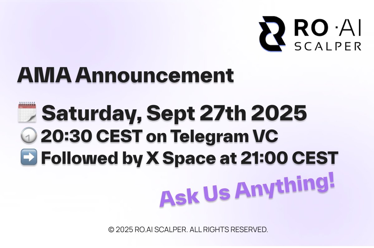 🚨 AMA Incoming! 🚨

Join us on Saturday, Sept 27th at 20:30 CEST for a Telegram VC AMA on all things ROAI &amp; OpesSignals.

Right after, we’ll continue the discussion on X Space at 21:00 CEST.

💬 Save your questions &amp; bring the energy!