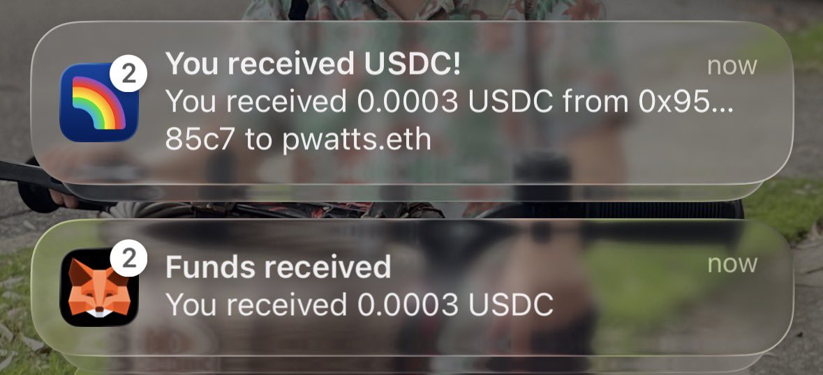 ptrwtts's tweet image. Dear wallets: ain't nobody but scammers sending 0.0003 USDC.