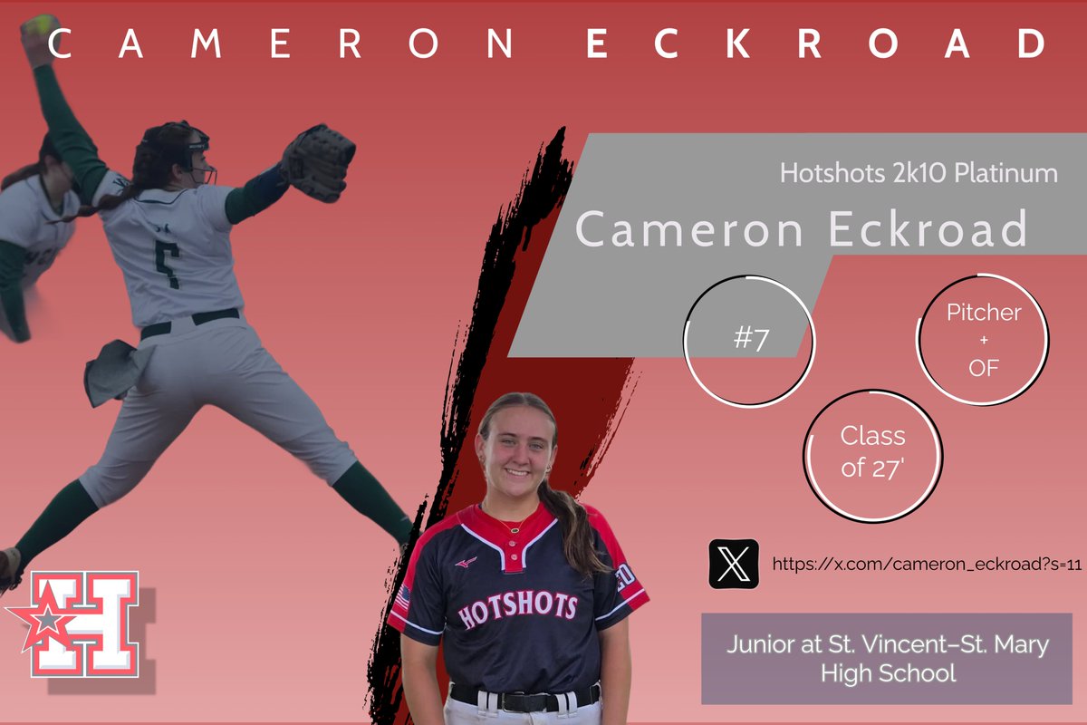 Player Spotlight: <a href="/cameron_eckroad/">Cameron Eckroad 2027</a> shows up ready to compete—every pitch, every rep, every inning. She owns the mound, throwing with intent &amp; keeping hitters off balance. Off the field, she’s locked in, lifting her team with energy, respect, &amp; a relentless drive to get better.