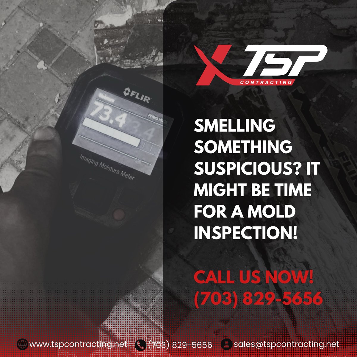 tspremodeling's tweet image. ⚠️ Strange odor at home? Do not risk it. Schedule a mold inspection today.

📞 Call us now: (703) 829-5656

#MoldInspection #WaterDamageRepair #TSPContracting #HomeSafety #moldsprevention #homeinspection
