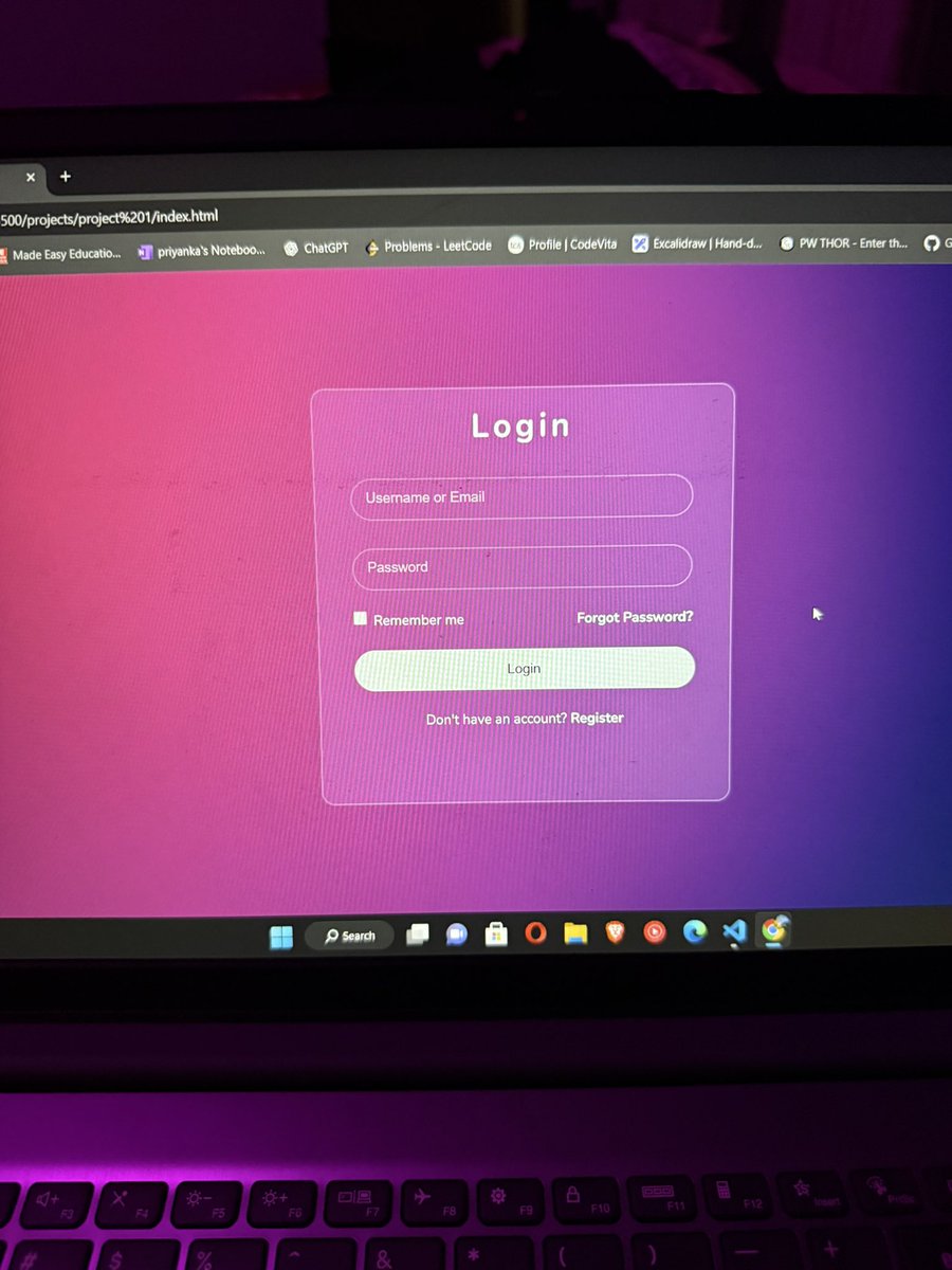 codewithpri's tweet image. So i tried making this simple login page using html and css, used gradient in bg. it’s not that advanced but we are just getting there.

Lmk what do u think!! 🫡

#100xDevs #100DaysOfCode #WebDevelopment