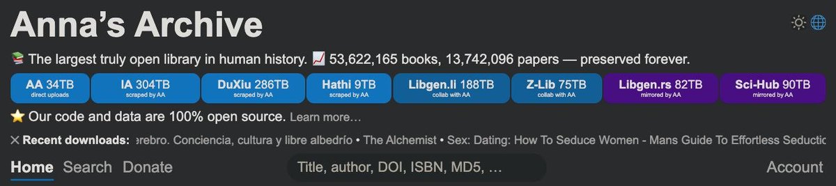 master_and_phd's tweet image. صدر ضخم للكتب والمراجع مجانًا؟
موقع Anna’s Archive
يُعتبر من أكبر المكتبات الرقمية المفتوحة في العالم، حيث يجمع ملايين الكتب، الأبحاث
١- البحث عن الكتب الأكاديمية والعلمية بسهولة.
٢- تحميل الروايات والمراجع التعليمية بلغات متعددة.

annas-archive.org
