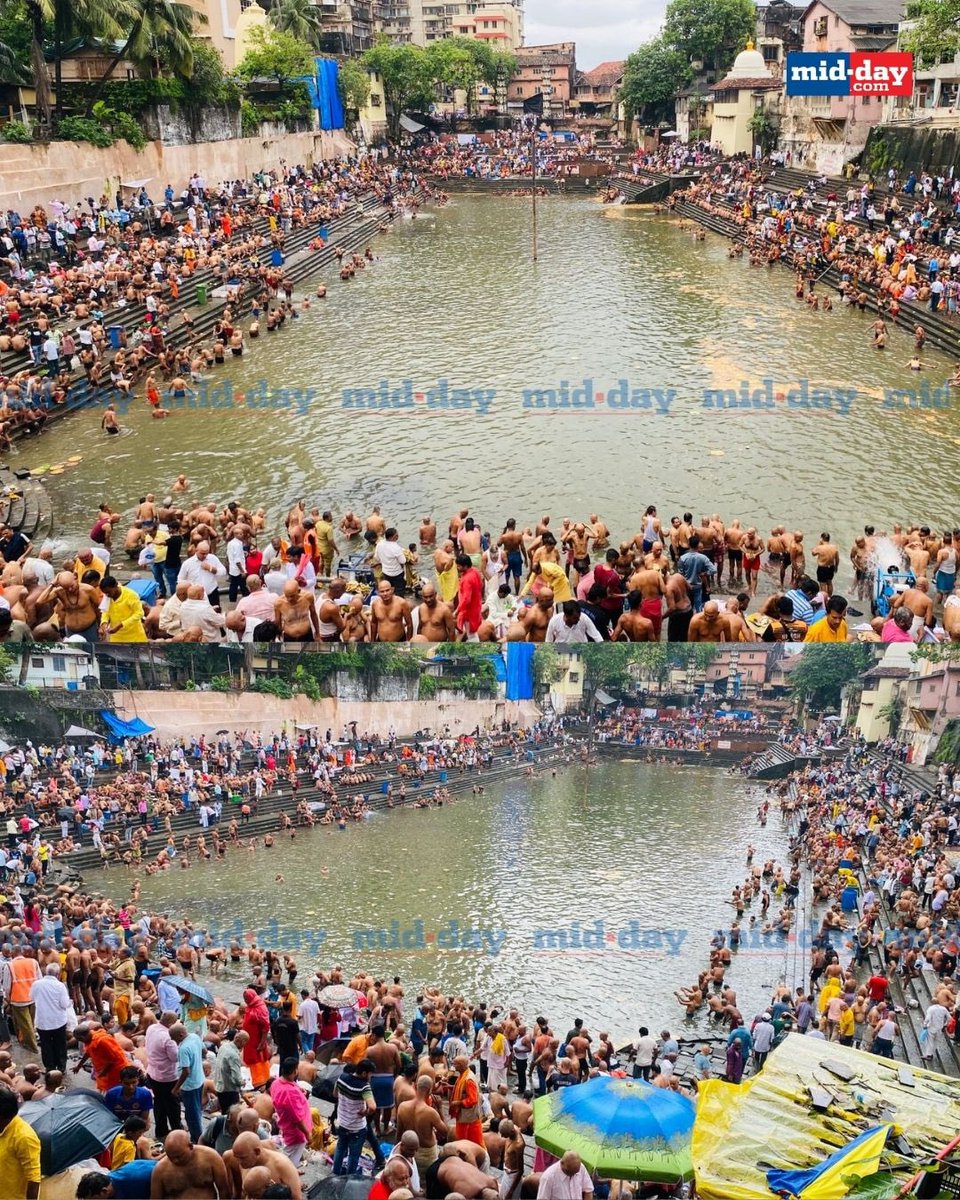 mid_day's tweet image. Devotion flows at dawn 🌅 Hindu devotees gathered at the serene Banganga tank in Walkeshwar, Mumbai, to perform sacred rituals on Pitru Paksha amavasya — honoring ancestors with prayers, offerings, and tradition.

PC: @khanshadab1982 

#PitruPaksha #BangangaTank #MumbaiSpiritual…