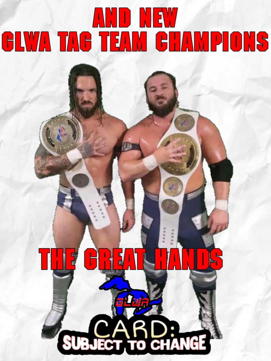 In a shocking turn of events we have to congratulate the #AndNew GLWA Tag Team Champions <a href="/ThisIsTNA/">TNA Wrestling</a>’s The Great Hands!