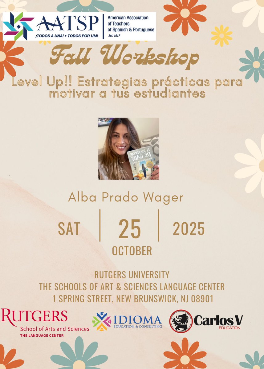 Enhance your teaching this fall with in-person workshops featuring enriching sessions, professional growth and hands-on learning. Register here eventbrite.com/e/aatsp-nj-fal…