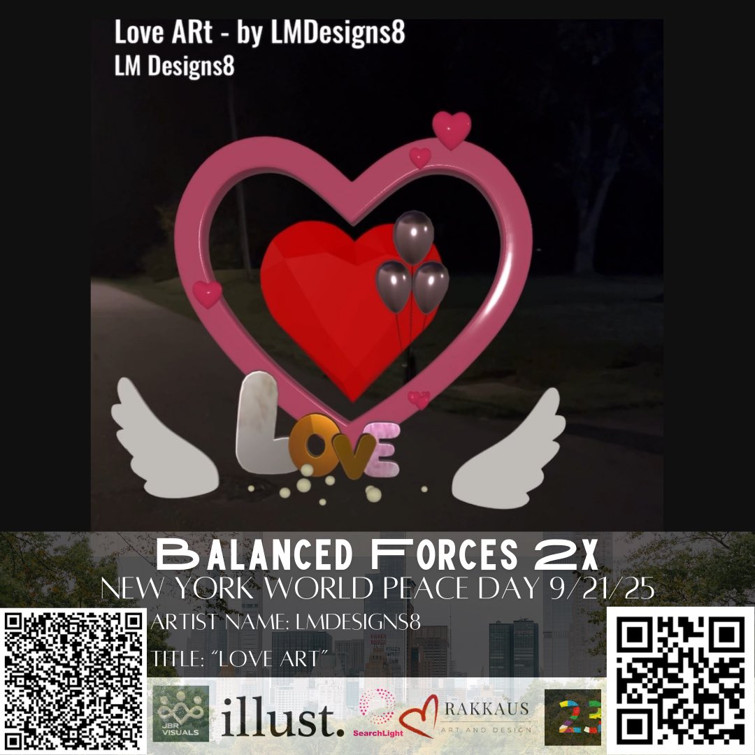 LMDesigns8's tweet image. Hello you beautiful souls! #LMDesigns8 is honored to be 1 of 50 artists in the 🌍 Balanced Forces #AR Art Walk ✨ Sept 21 @ Bryant Park NYC! Join the walk + global livestream 🕊️
RSVP ➡️ bit.ly/3YzWalk
Live ➡️ luma.com/18dsagjm
#BalancedForces #ArtWithoutWalls