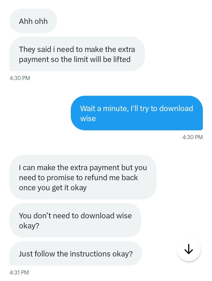 boleh bantu rt? thank you 🤍

🚨 BE AWARE 🚨

modus penipuan dari cust luar, pura-pura beli acc dan payment via wise. ujung-ujungnya kita disuruh refund $314 setelah “payment on hold”. izin share kronologinya di bawah biar kalian ngga kena.

scam scammer akun penipu #zonauang