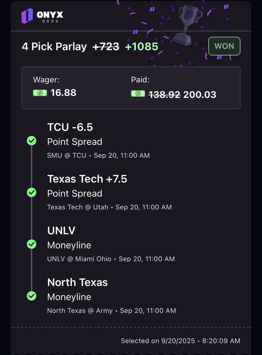 PickzTuff's tweet image. CASH THE CFB OFFICIAL SLIP ✅

Three. Peat. 3️⃣

That’s 3 weekends in a row !!! 

If you aren’t tailing by now WTF ARE YOU DOING? 🤯

We love Saturdays. ♥️🏈

Same time next week? 😏

#CheckTheTimeStamp #SaturdayVibes