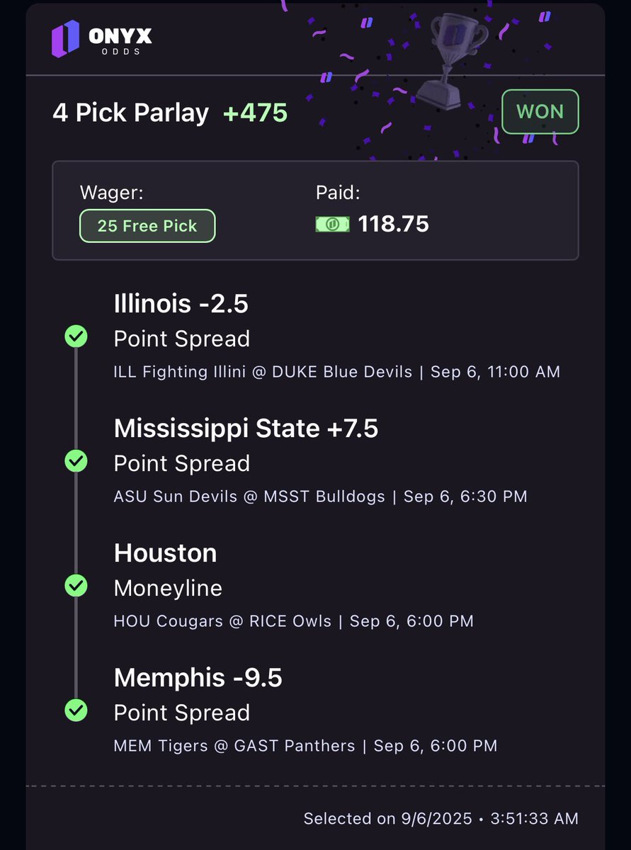 PickzTuff's tweet image. CASH THE CFB OFFICIAL SLIP ✅

Three. Peat. 3️⃣

That’s 3 weekends in a row !!! 

If you aren’t tailing by now WTF ARE YOU DOING? 🤯

We love Saturdays. ♥️🏈

Same time next week? 😏

#CheckTheTimeStamp #SaturdayVibes