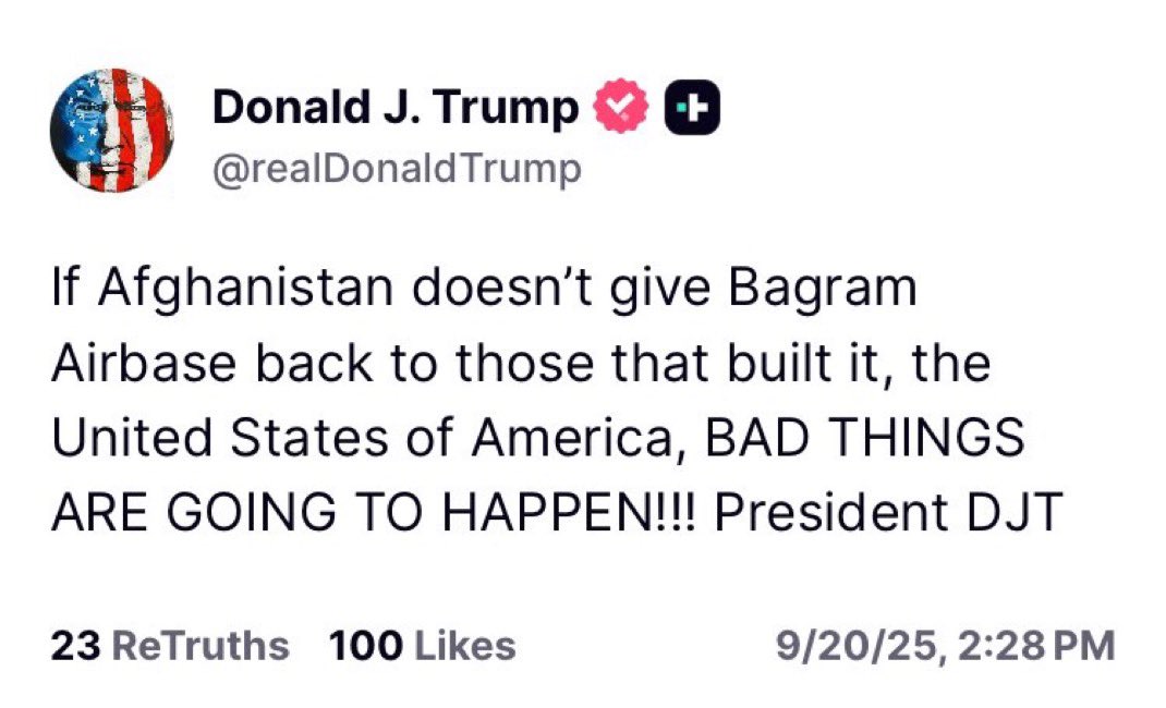 Wait,🤔 threatening Afghanistan? 
Wasn’t it Trump who signed the deal with the Taliban that surrendered the country in the first place?