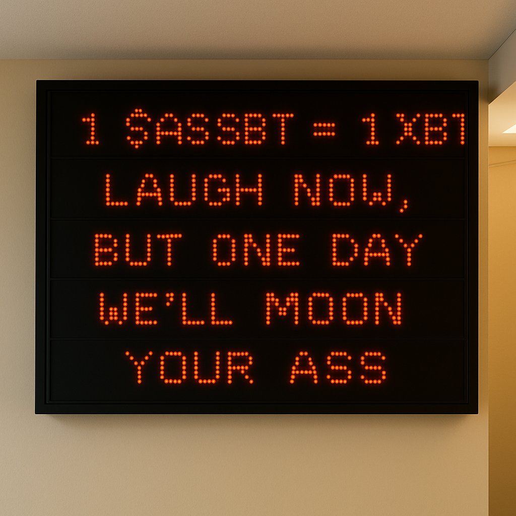 XBT 128 days old = 7M, 

ASSBT 127 days old = ???

Last time I checked, ass is better. The OG ASSBT.