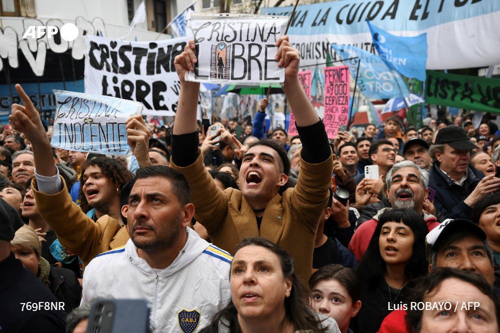 Argentina's former President Cristina Fernandez de Kirchner <a href="/CFKArgentina/">Cristina Kirchner</a> waves at supporters from the balcony of her residence where she is serving house arrest in Buenos Aires on September 20, 2025, on the 100th day of her arrest. By <a href="/LuisRobayo/">Luis Robayo</a> <a href="/AFPphoto/">AFP Photo</a>