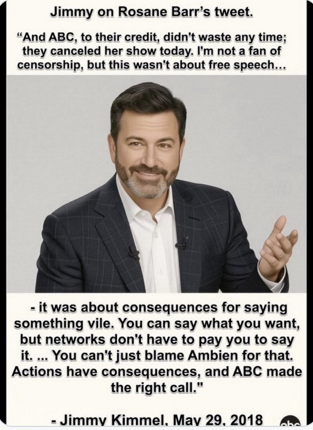 ClareTerice's tweet photo. @dom_lucre Hey @jayleno ... care to know what your friend @jimmykimmel said when @therealroseanne was booted??? https://t.co/JN2TBljHiA