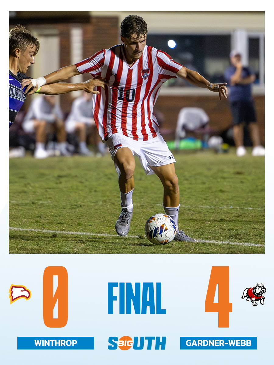 BigSouthSports's tweet photo. 'Dawgs run away with it 🐾

Robbie Lyons strikes twice as No. 18 @GWUsoccer opens Big South play with a bang💥

#BigSouthMSOC⚽️ https://t.co/pfQvzE9Kii