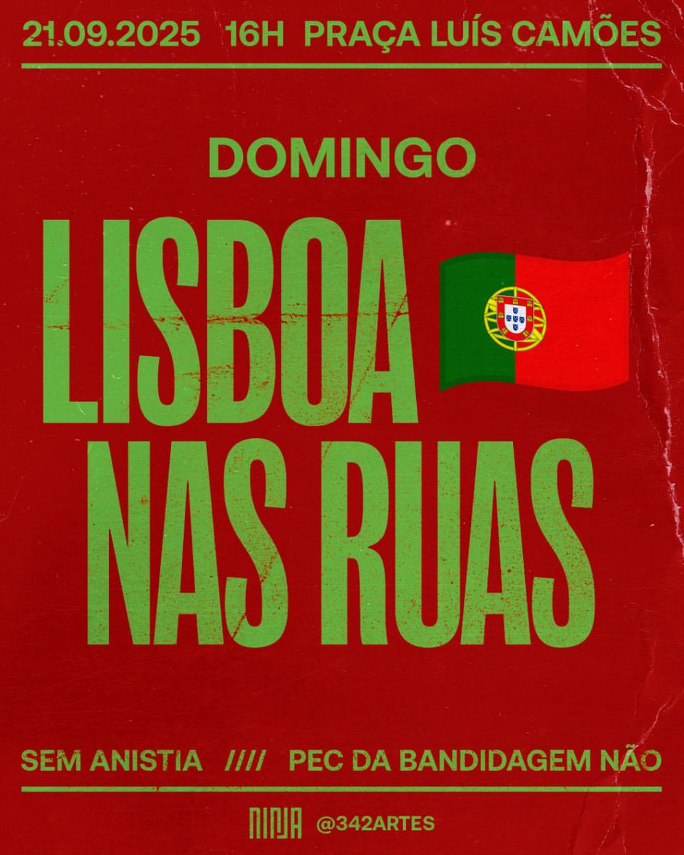 Rapaz! Berlim e Lisboa nas ruas neste domingo, 21 de setembro, contra a PEC DA BANDIDAGEM e contra anistia para criminosos golpistas. Pra cima 🇧🇷✊🏾

PEC DA BANDIDAGEM NÃO
SEM ANISTIA
DOMINGO CONTRA IMPUNIDADE