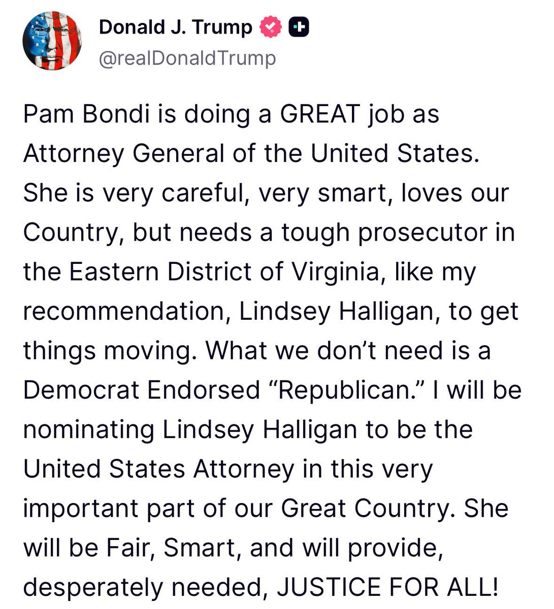 WarClandestine's tweet image. And just like that, all the Bondi-bashers proceed to look idiotic, once again.

Bondi has been doing a fantastic job, and Trump has explicitly stated many times that he fully supports Bondi.

Trump has the situation under control, and Bondi is who he picked.

Let him cook.