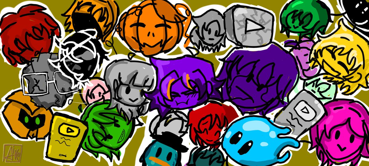 Hice este dibujo 👍
Trate de que estuvieran todos o al menos los que pudieran entrar, creo que si se entiende quienes son o es la idea. Le puse los colores representativos de cada uno y así 🫡
#LosDelPueblo #UnPuebloMas