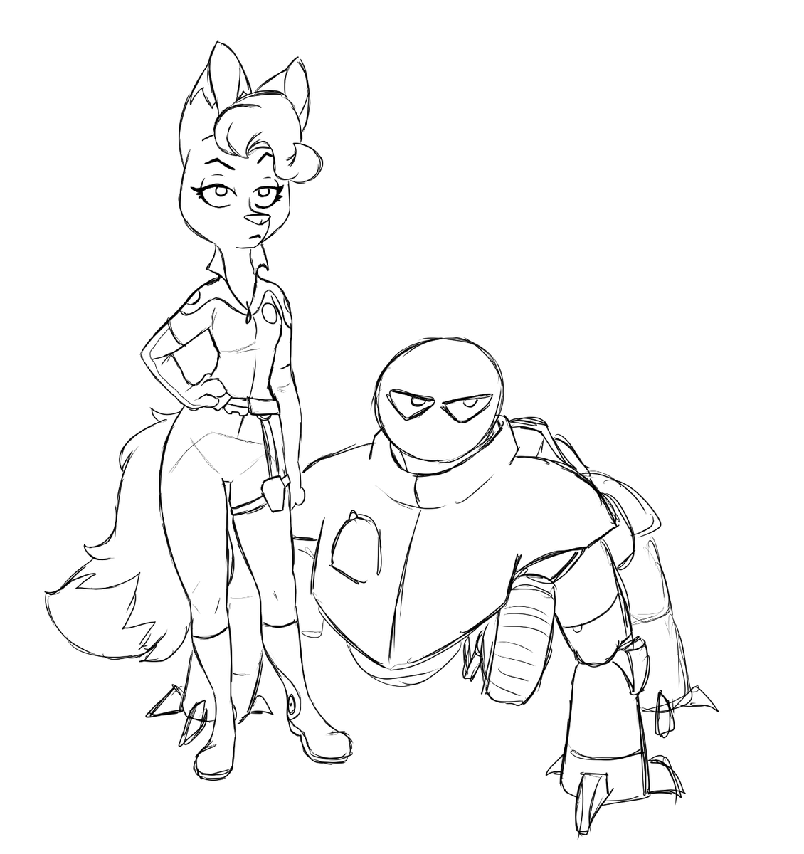Quick doodle: Phox isn't happy.... matching Walka's grumpy energy for a change!