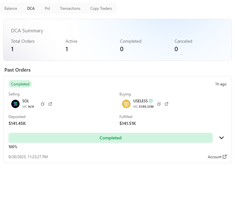 StalkHQ's tweet photo. 2 hours ago, a wallet bought $141.45K worth of $USELESS @theuselesscoin 

Wallet: 6mFLeddvrN4eoS3o7AgawgmLvXkUCLPHeesu422GYg2s https://t.co/KPhXWPju13