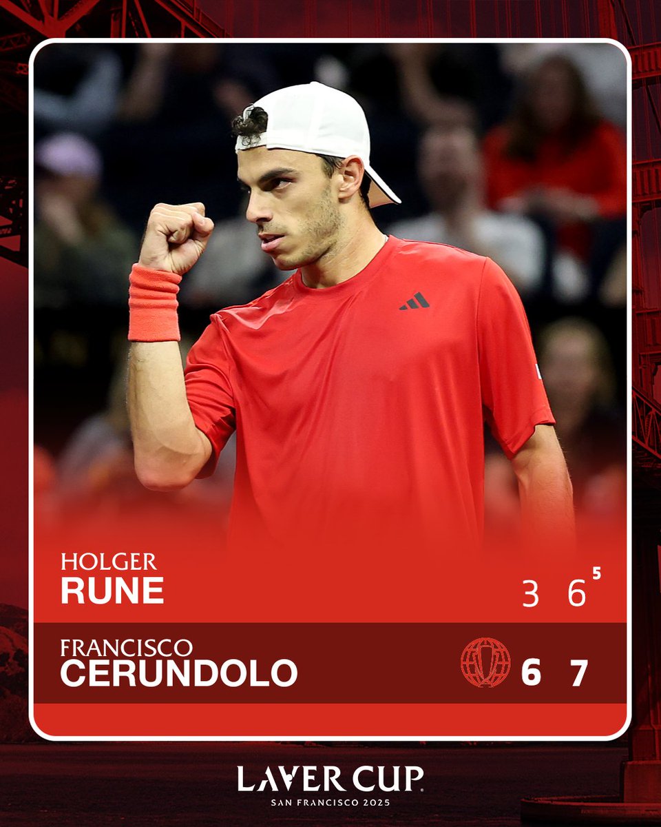 LaverCup's tweet photo. San FranCerundolo 🔥

Team World takes the lead.

#LaverCup https://t.co/Szproi6lXU