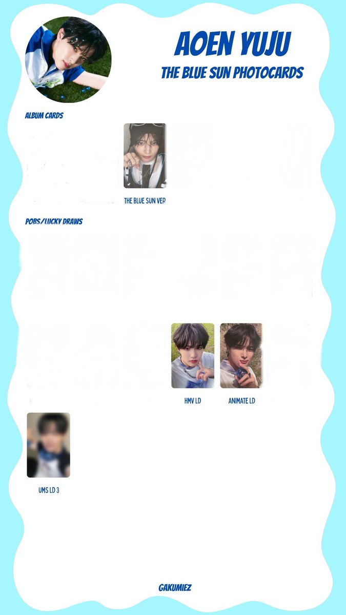 aoen 青い太陽　直筆サイン入りweverse ラキドロ　第3弾 優樹 aoen 優樹 YUJU ユニバ UMS ラキドロ 第3弾 サイン入り 青い太陽 (The