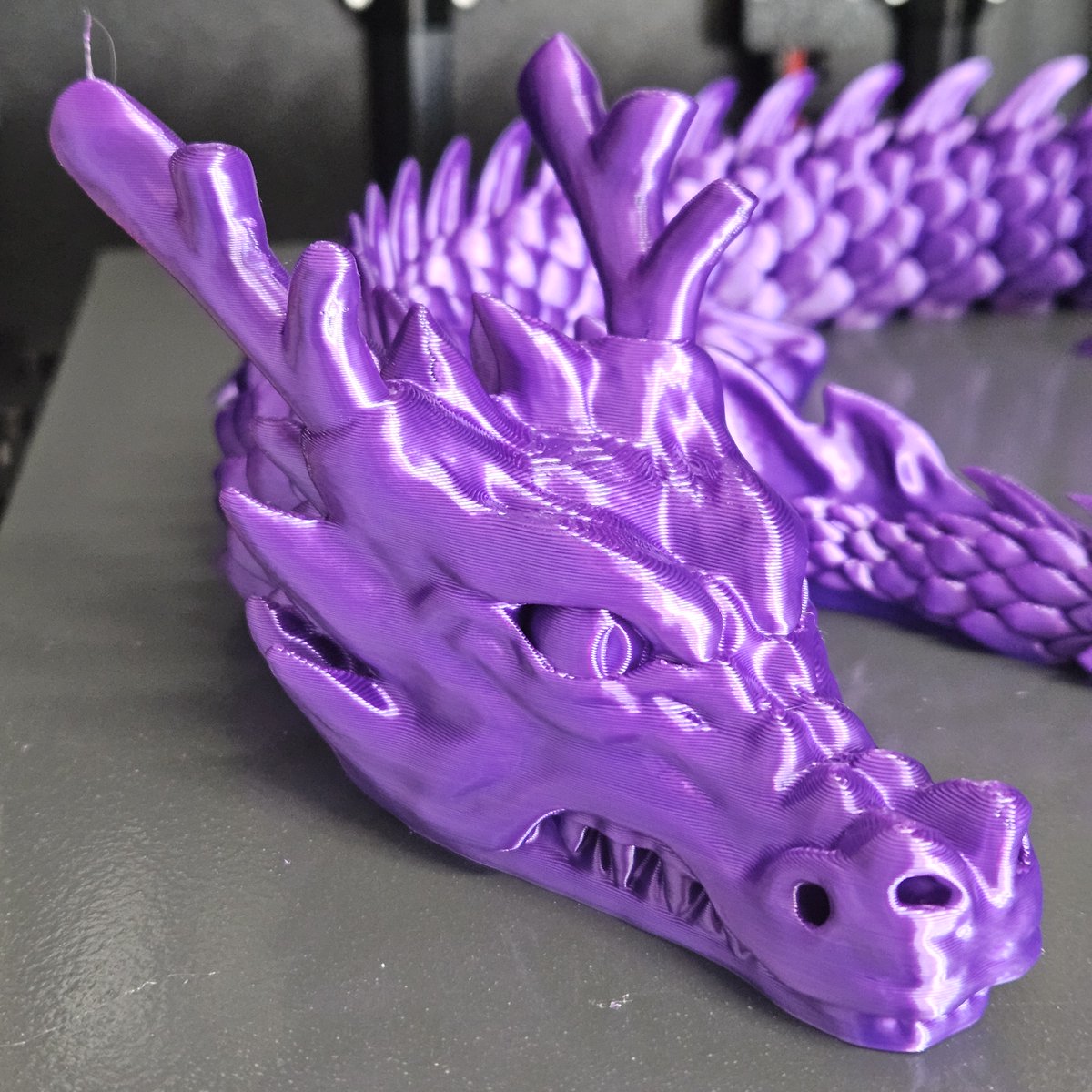 abbymath's tweet image. I love this @LDOmotors Purple PLA! It looks fantastic as a 200% dragon. It is more shiny than I expected based on what I saw on the spool. Thanks, Jason! Nice seeing you at the @MakerFaireOC too! 💜🐉