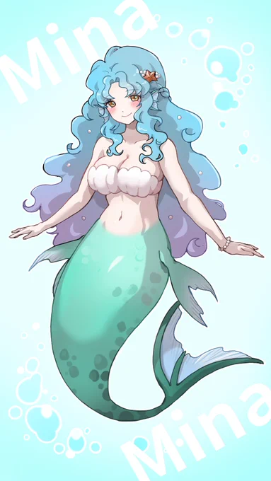 タグ教えてもらったので #夏が終わりそうだし今年描いた人魚絵を貼ろう #OC