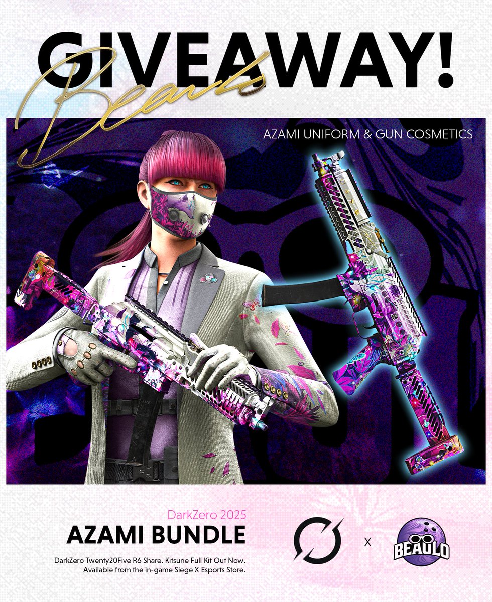 Beaulooo's tweet image. GIVING AWAY 4 SKINS FOR BEAULO x DZ AZAMI 

TO ENTER 🔴
👉Like &amp;amp; Retweet this post
👉Tag 2 friends
👉Follow @DarkZeroGG &amp;amp; I

Winners will be drawn in 3 days
GOOD LUCK!
